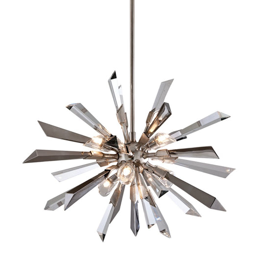 Corbett Lighting Inertia 6 Light Chandelier, Warm Silver Leaf/Clear - 140-46-WSL