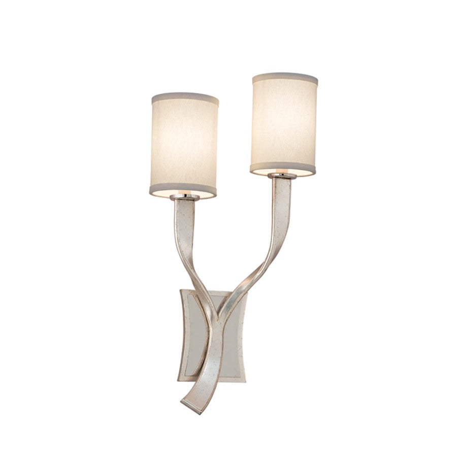 Corbett Lighting Roxy 2 Lt Wall Sconce, Silver/SS/Hardback Linen - 158-12-SL-SS