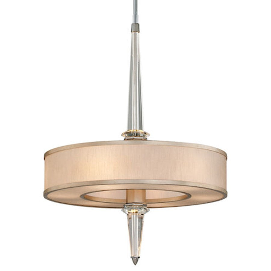 Corbett Lighting Harlow 6Lt Pendant, Silver/SS Steel/Ivory Ice - 166-46-WSL-SS