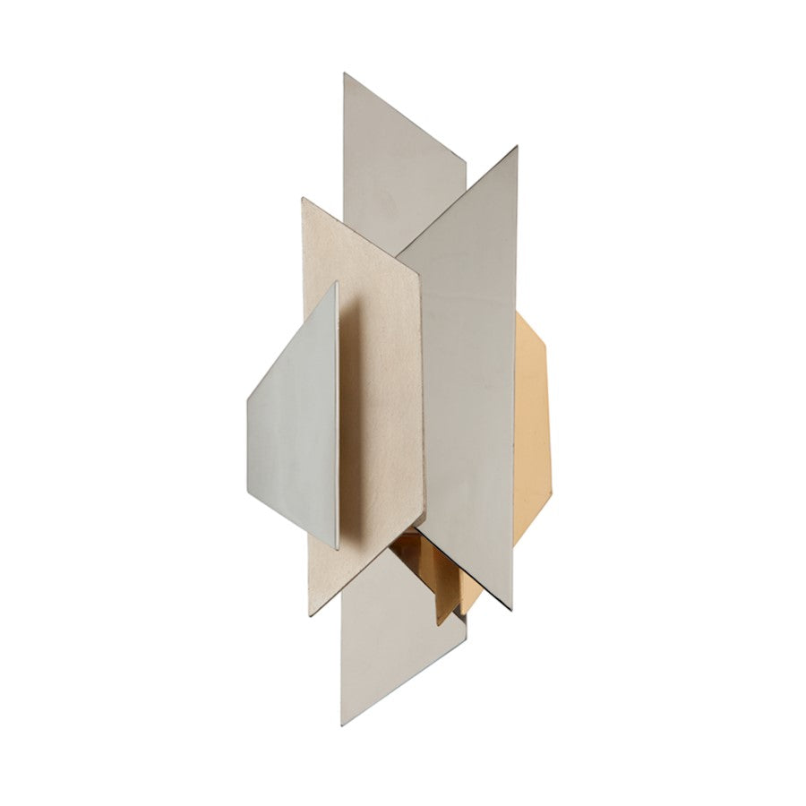 Corbett Lighting Modernist 1 Lt Wall Sconce, Silver/Gold Leaf - 207-11-SS-WSL-GL