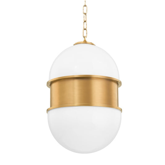 Corbett Lighting Broomley 2 Light Pendant, Vintage Brass/Opal White - 272-42-VB