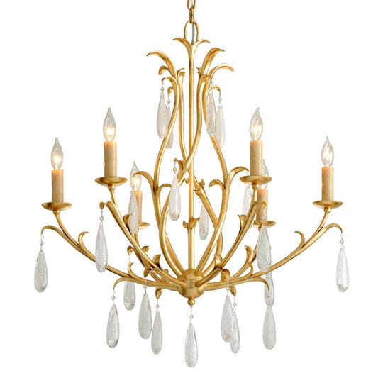 Corbett Lighting Prosecco 6 Light Chandelier, Gold Leaf/White Meteorite - 293-06