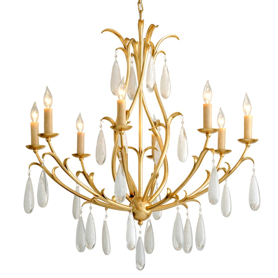 Corbett Lighting Prosecco 8 Light Chandelier, Gold Leaf/White Meteorite - 293-08