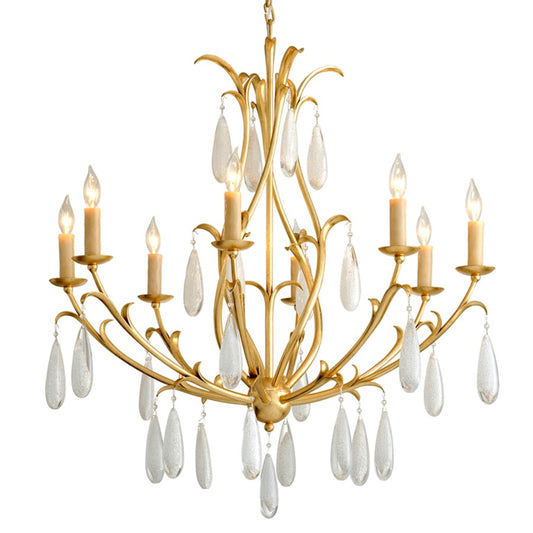 Corbett Lighting Prosecco 8 Lt Chandelier, Gold/White Meteorite - 293-08-GL