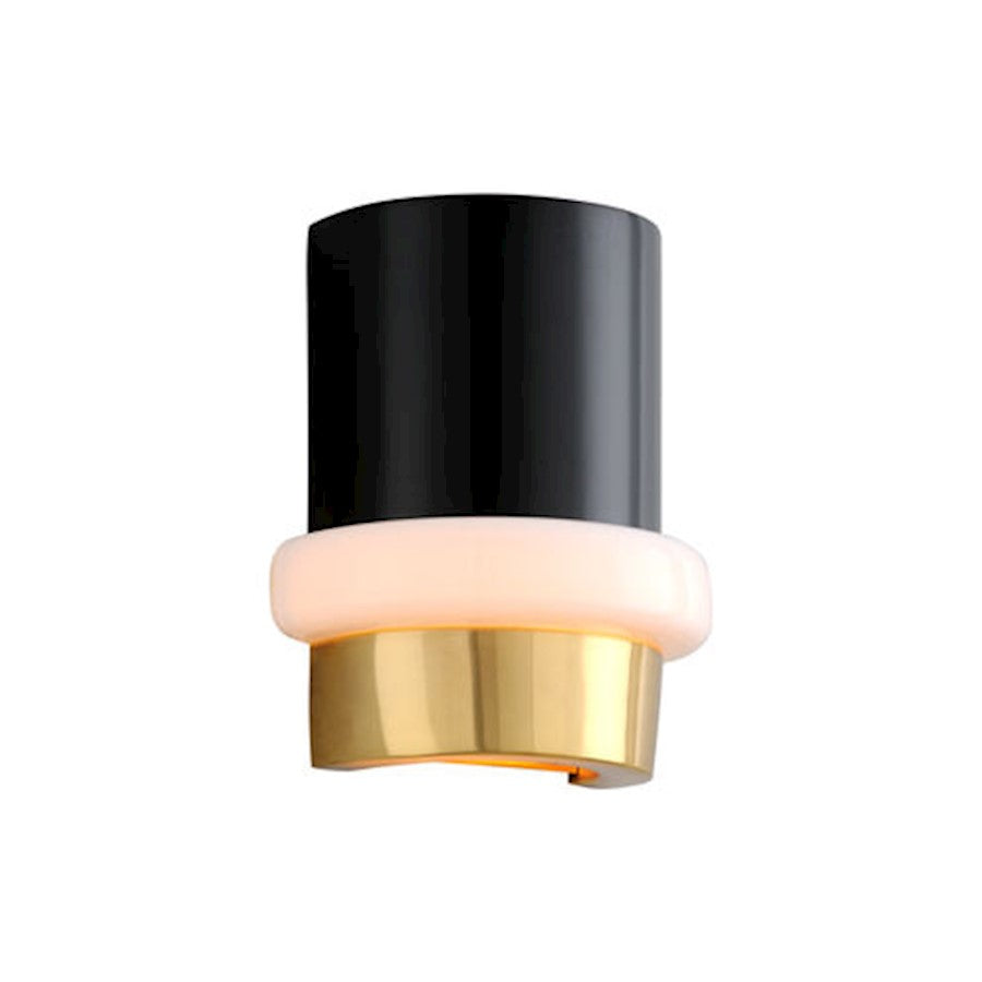 Corbett Lighting Beckenham 1Lt Wall Sconce, Brass/Black/Opal - 299-11-VPB-SBK