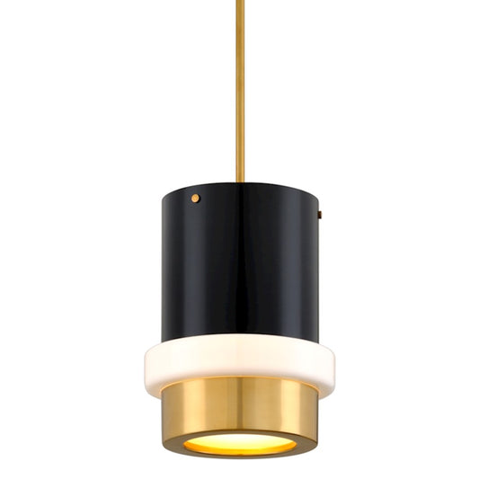 Corbett Lighting Beckenham 1 Lt Pendant, Brass/Black/Opal White - 299-42-VPB-SBK