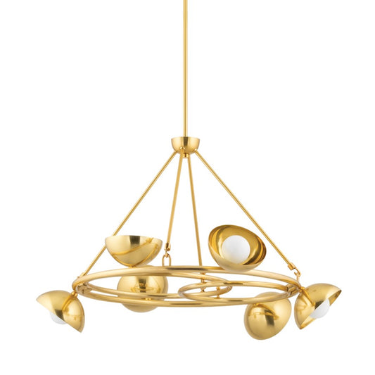 Corbett Lighting Oraibi 6 Light Chandelier, Vintage Brass/White - 403-06-VB