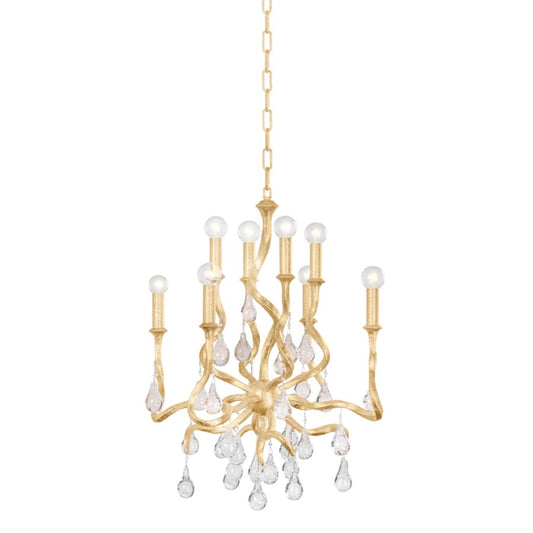 Corbett Lighting Aveline 8 Light Chandelier, Gold Leaf/Clear - 414-23-GL