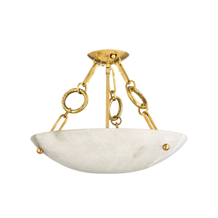 Corbett Lighting Yadira 4 Light Semi Flush, Vintage Brass/White - 420-04-VB