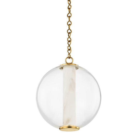 Corbett Lighting Pietra 1 Light 14" Pendant, Vintage Brass/White - 432-12-VB