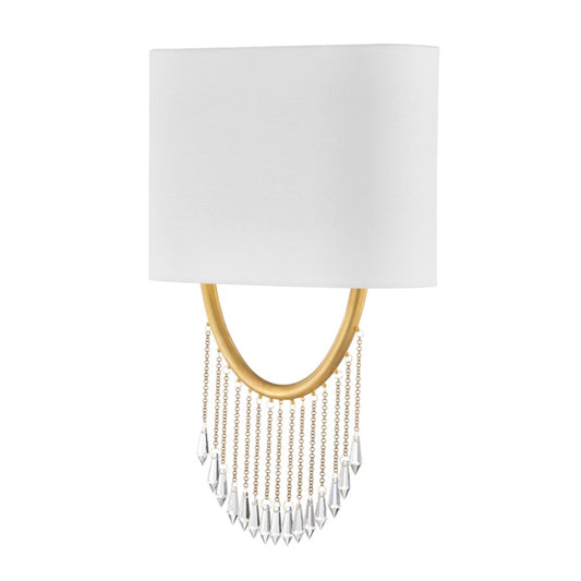 Corbett Lighting Francesca 2 Light Wall Sconce, Vintage Brass/White - 439-19-VB