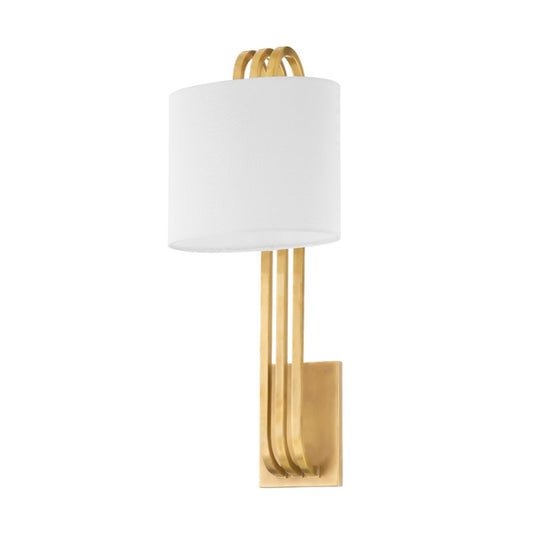 Corbett Lighting Lysandra 1 Light Wall Sconce, Vintage Brass/White - 442-22-VB