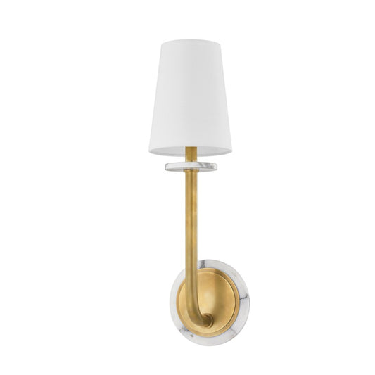 Corbett Lighting Avesta 1 Light Wall Sconce, Vintage Brass/White - 446-22-VB