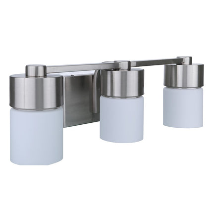 Craftmade District 3 Light Vanity, Brushed Nickel/White Opal - 12322BNK3