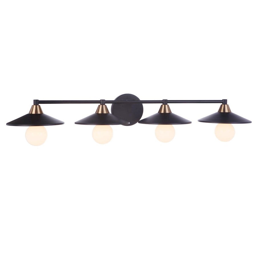 Craftmade Isaac 4 Light Vanity, Flat Black/Satin Brass - 12537FBSB4