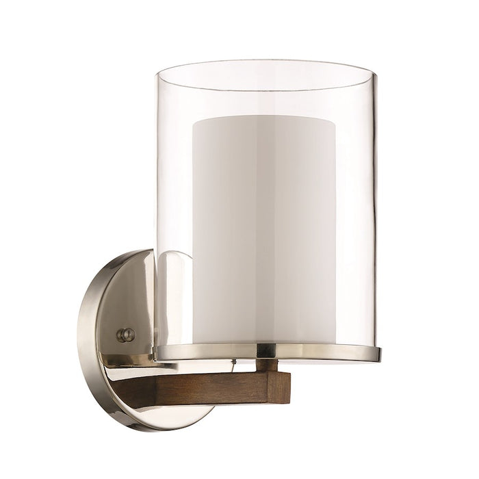 Craftmade Lark 1 Lt Sconce, Polished Nickel & Whiskey Barrel w/Clear/Frosted