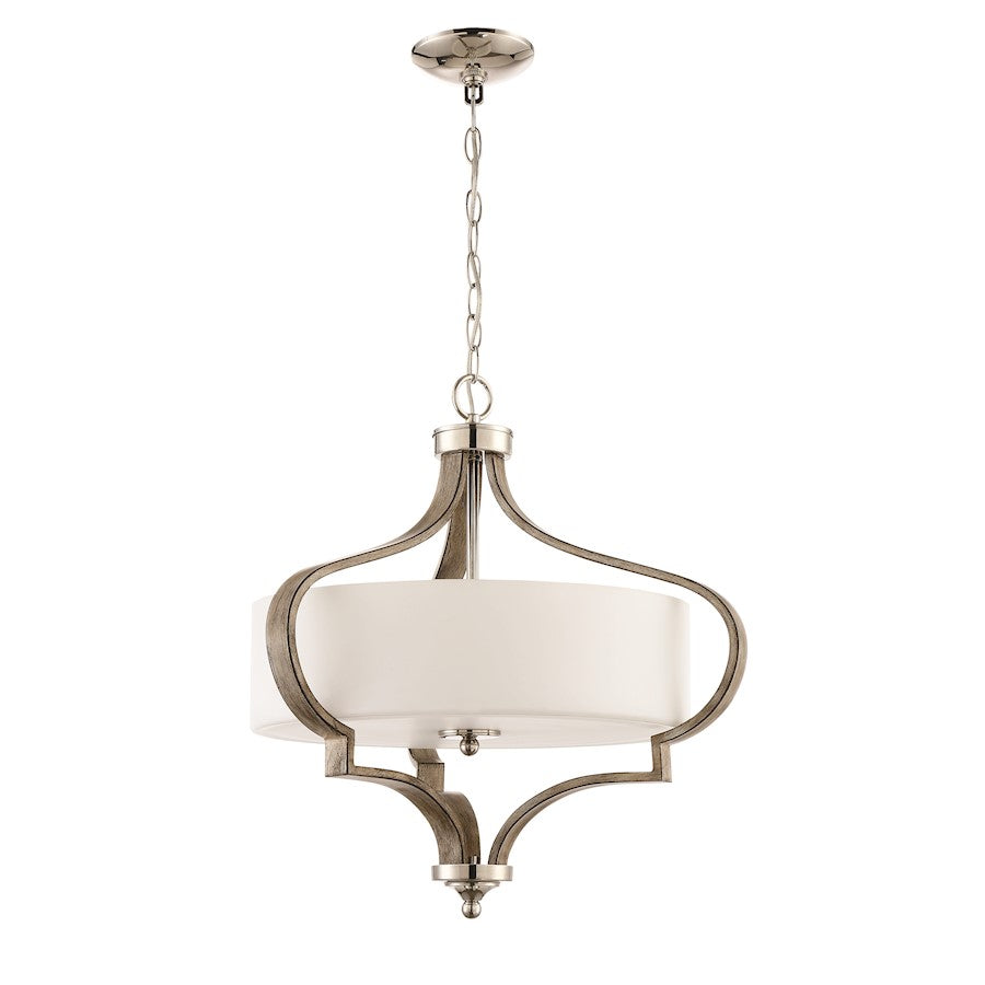 1 Light Pendant, Polished Nickel & Weathered Fir