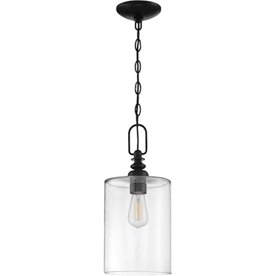 Craftmade Dardyn 1 Light Mini Pendant, Flat Black/Clear - 49891-FB-C