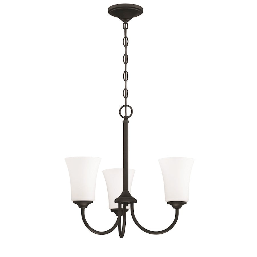 Craftmade Gwyneth 3 Light Chandelier, Flat Black/Frosted - 50423-FB-WG