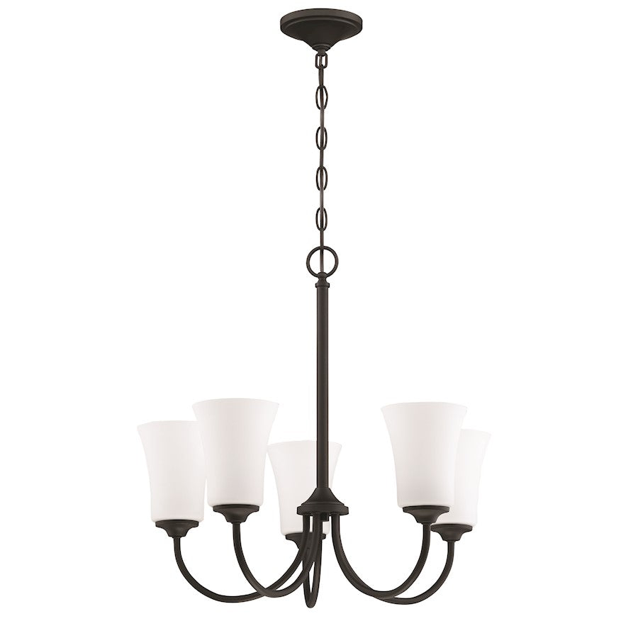 Craftmade Gwyneth 5 Light Chandelier, Flat Black/Frosted - 50425-FB-WG