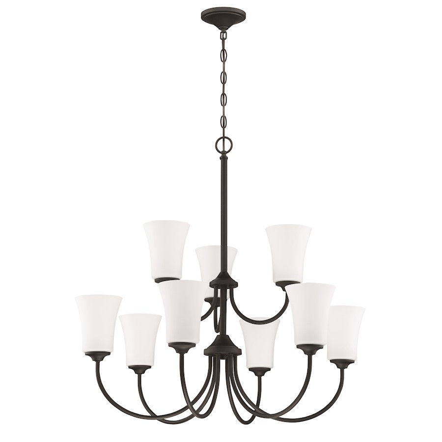 Craftmade Gwyneth 9 Light Chandelier, Flat Black/Frosted - 50429-FB-WG