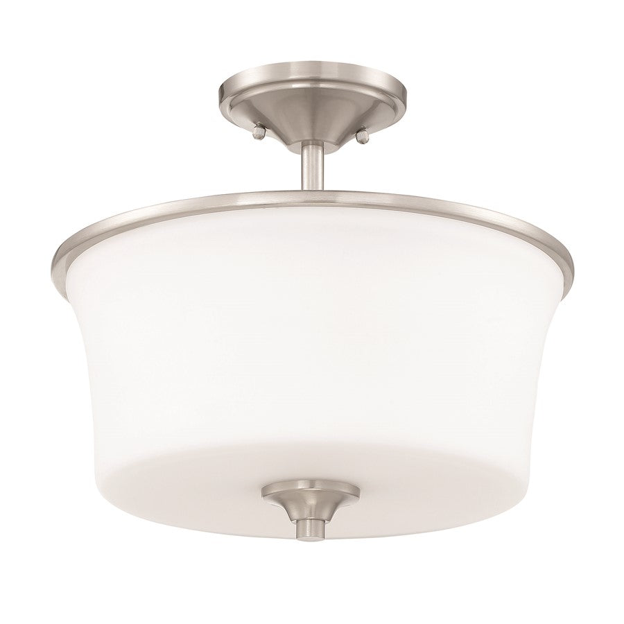 Craftmade Gwyneth 2 Light Semi Flush/Pendant, BP Nickel/Frosted - 50452-BNK-WG