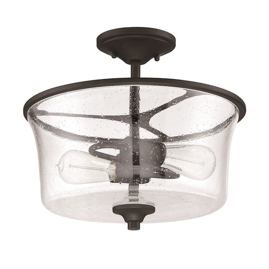 Craftmade Gwyneth 2 Light Semi Flush Mount/Pendant, Flat Black - 50452-FB