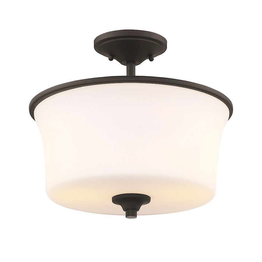 Craftmade Gwyneth 2 Light Semi Flush/Pendant, Black/Frosted - 50452-FB-WG