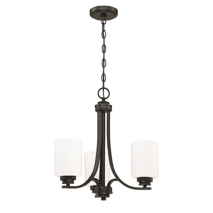 Craftmade Bolden 3 Light Chandelier, Flat Black/Frosted - 50523-FB-WG