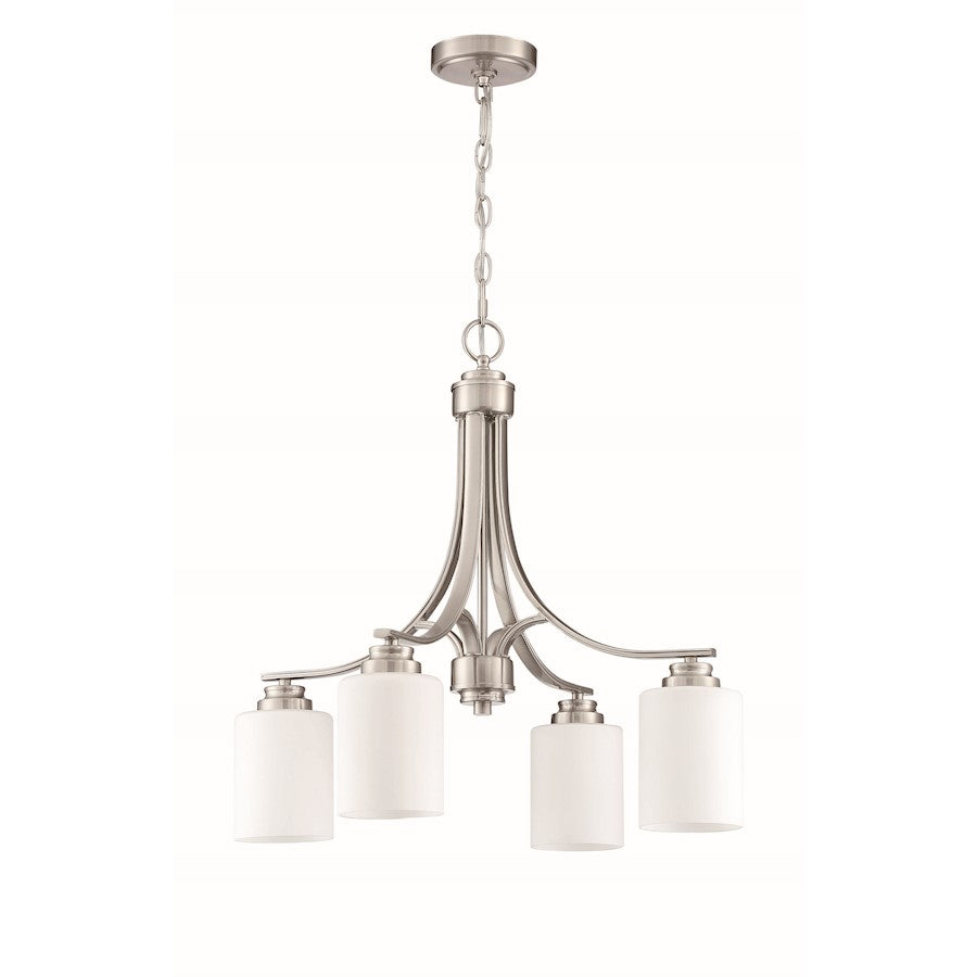 Craftmade Bolden 4 Light Chandelier, BP Nickel/Frosted - 50524-BNK-WG