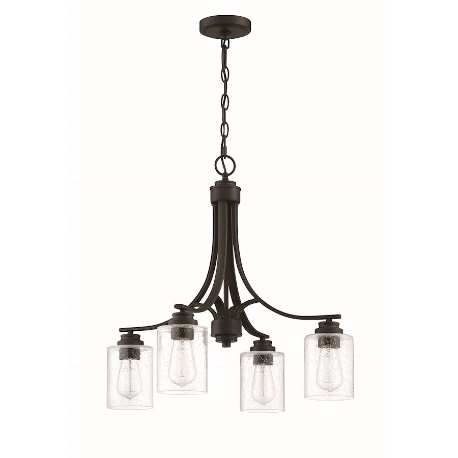 Craftmade Bolden 4 Light Chandelier, Flat Black - 50524-FB