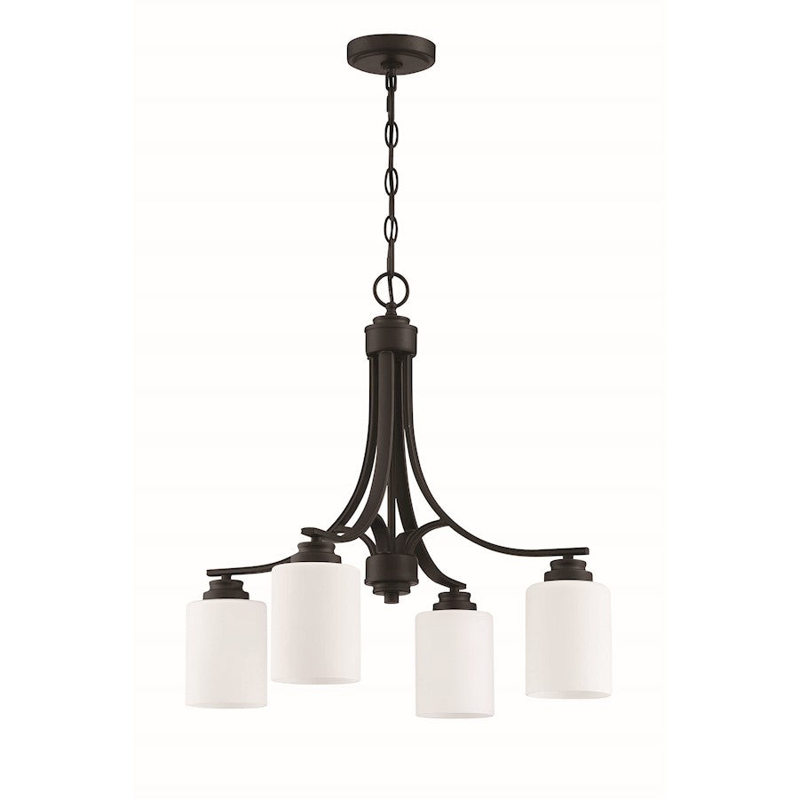 Craftmade Bolden 4 Light Chandelier, Flat Black/Frosted - 50524-FB-WG