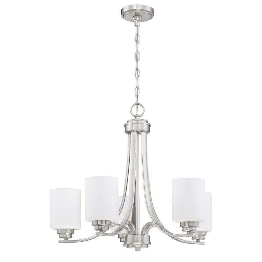 Craftmade Bolden 5 Light Chandelier, BP Nickel/Frosted - 50525-BNK-WG