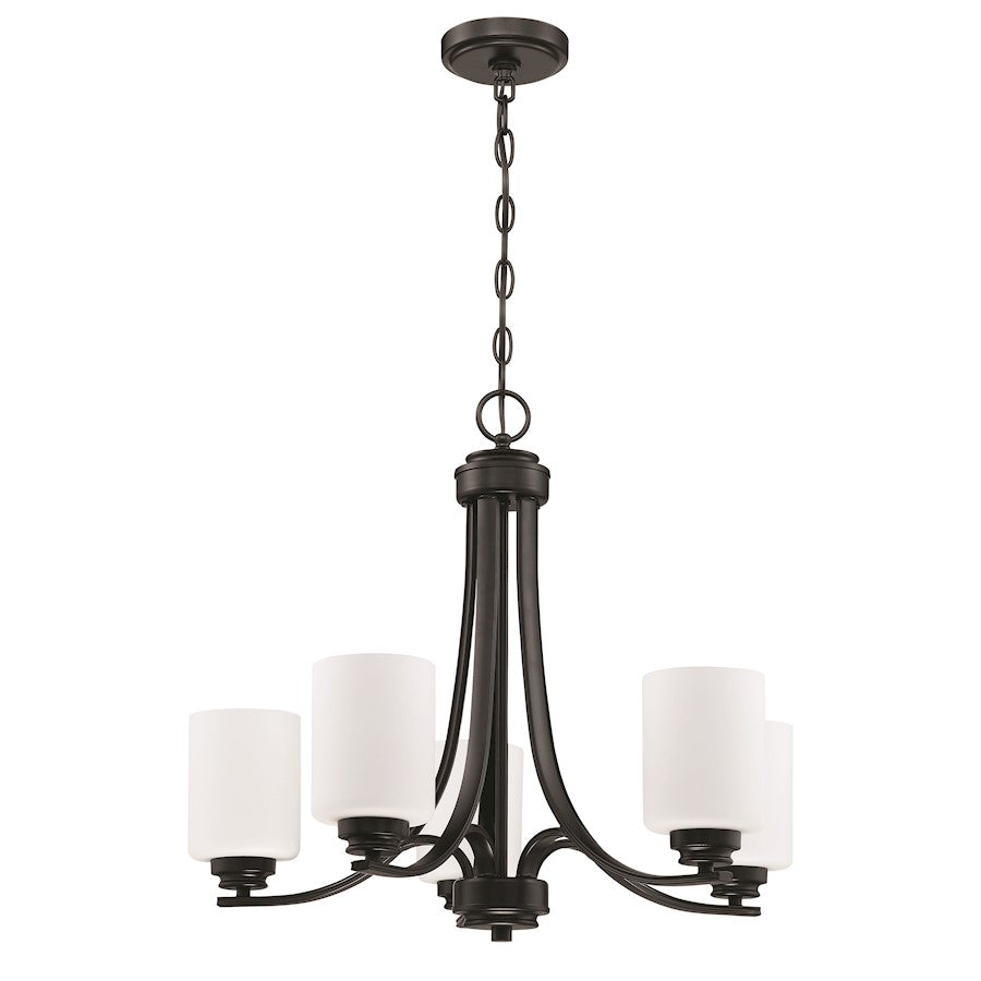 Craftmade Bolden 5 Light Chandelier, Flat Black/Frosted - 50525-FB-WG