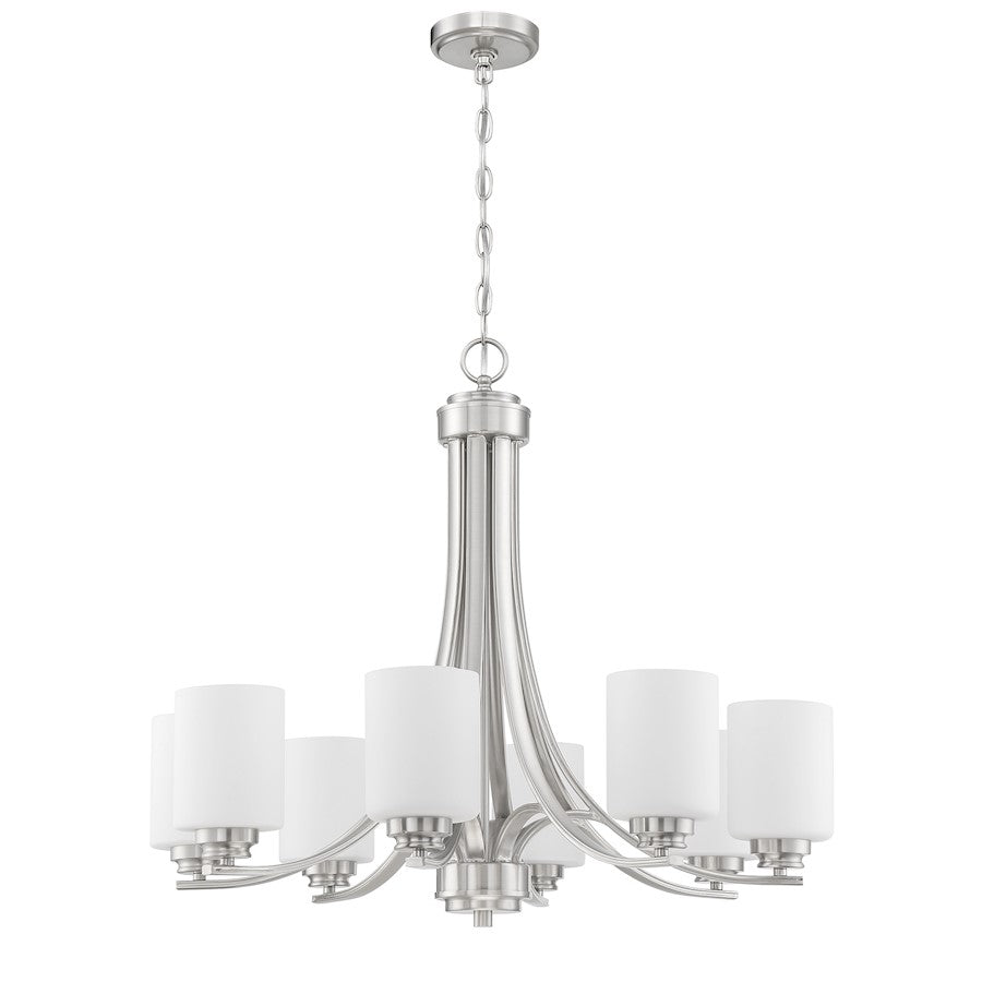 Craftmade Bolden 8 Light Chandelier, BP Nickel/Frosted - 50528-BNK-WG