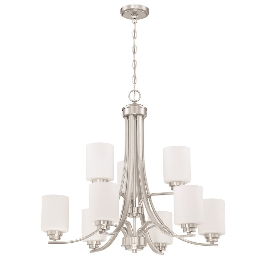 Craftmade Bolden 9 Light Chandelier, BP Nickel/Frosted - 50529-BNK-WG