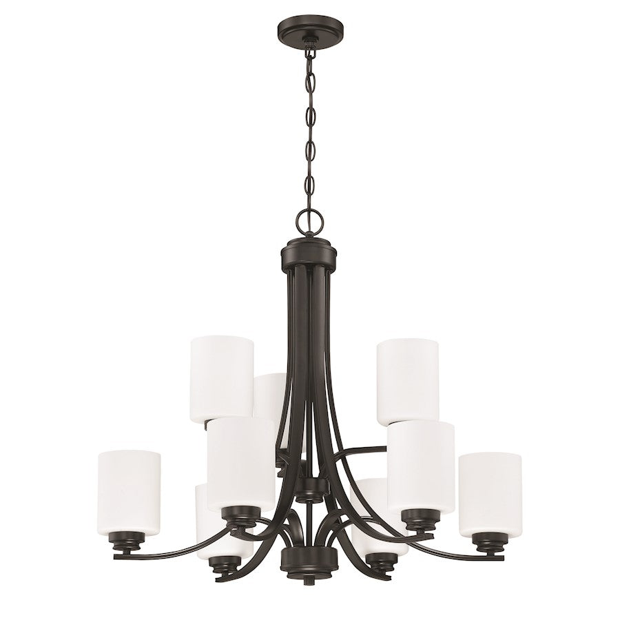 Craftmade Bolden 9 Light Chandelier, Flat Black/Frosted - 50529-FB-WG