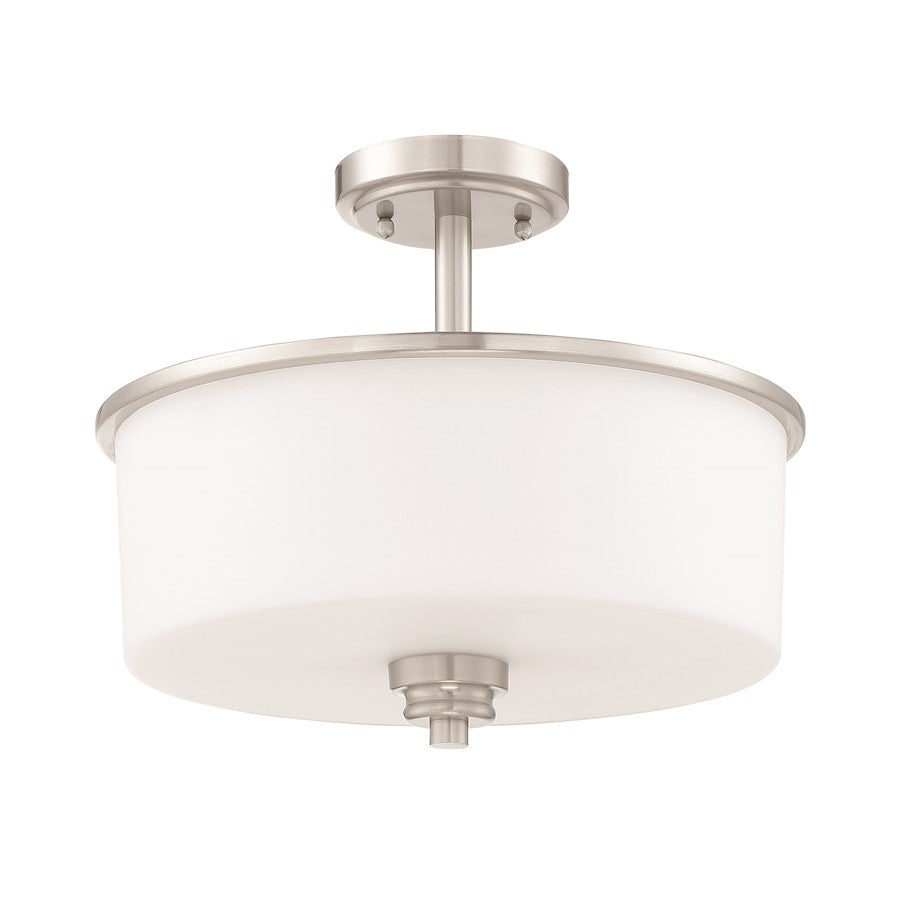 Craftmade Bolden 2 Light Semi Flush/Pendant, BP Nickel/Frosted - 50552-BNK-WG