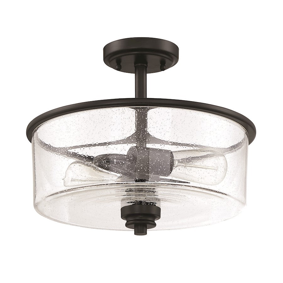 Craftmade Bolden 2 Light Semi Flush Mount/Pendant, Flat Black - 50552-FB