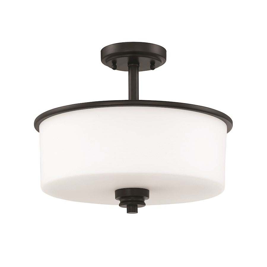 Craftmade Bolden 2 Light Semi Flush/Pendant, Black/Frosted - 50552-FB-WG