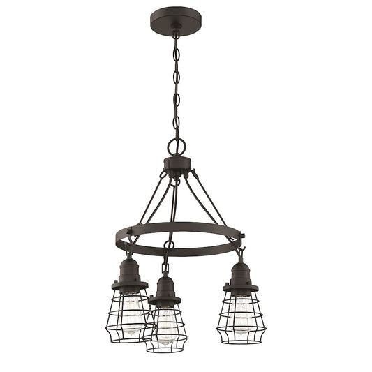 Craftmade Thatcher 3 Light Down Chandelier, Black/Black Cages - 50623-FB