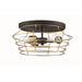 Craftmade Thatcher 3 Light Flushmount, Flat Black/Satin Brass Cages - 50683-FBSB