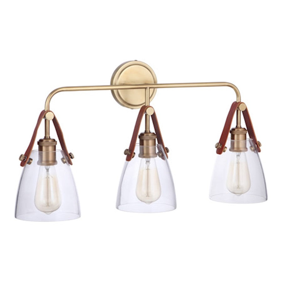 Craftmade Hagen 3 Light Vanity, Vintage Brass - 51303-VB