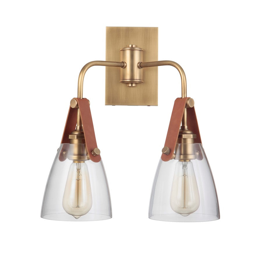 Craftmade Hagen 2 Light Wall Sconce, Vintage Brass - 51362-VB