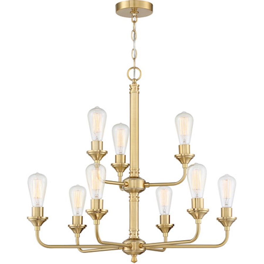 Craftmade Bridgestone 9 Light Chandelier, Satin Brass - 53029-SB