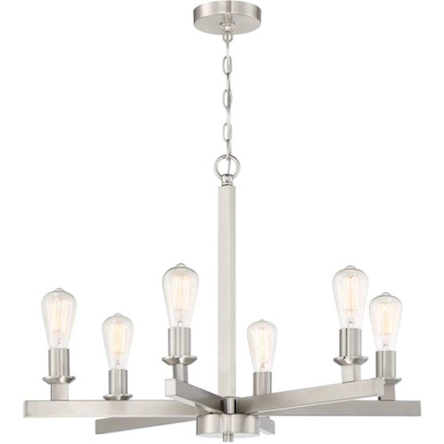 Craftmade Chicago 6 Light Chandelier, Brushed Polished Nickel - 53126-BNK