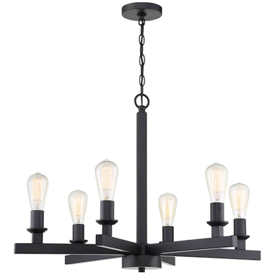 Craftmade Chicago 6 Light Chandelier, Flat Black - 53126-FB