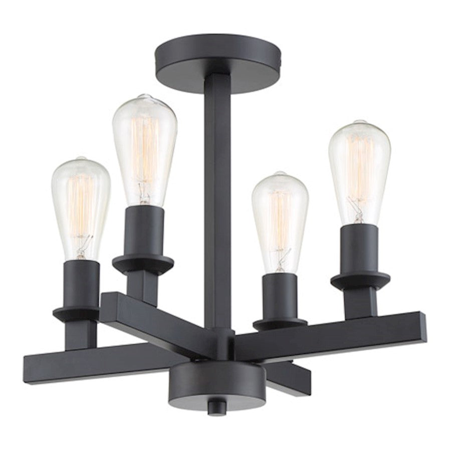 Craftmade Chicago 4 Light Convertible Semi Flush, Flat Black - 53154-FB