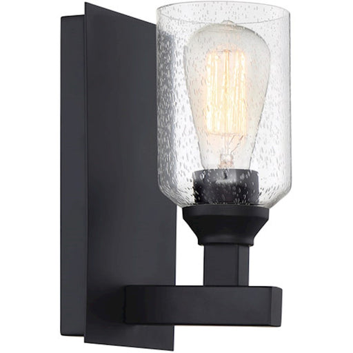 Craftmade Chicago 1 Light Wall Sconce, Flat Black/Clear Seeded - 53161-FB