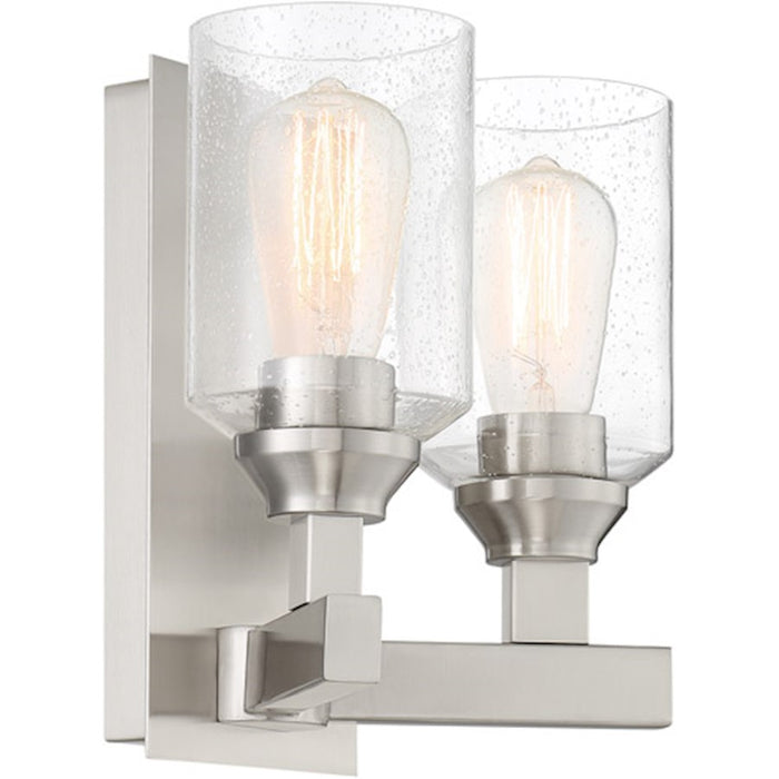 Craftmade Chicago 2 Light Wall Sconce, Brushed Nickel/Clear Seeded - 53162-BNK